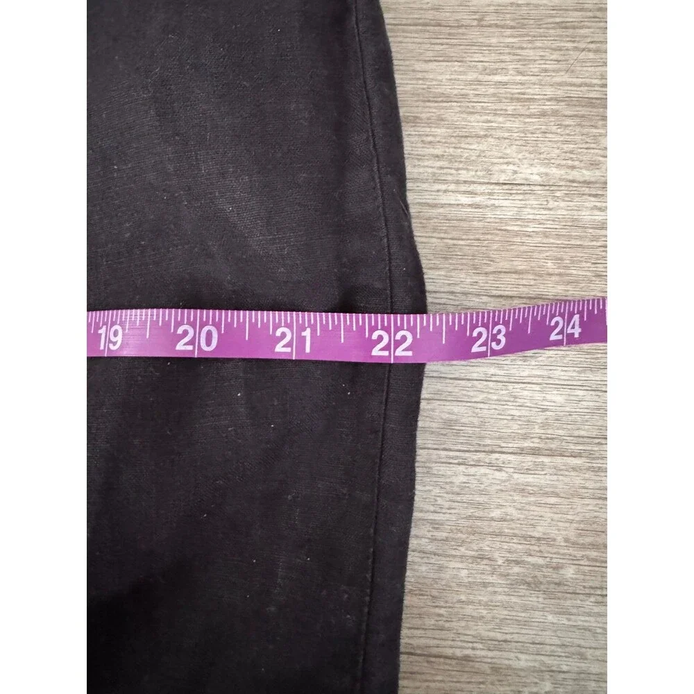 Everlane 100% European Flax Linen Black Side Button Jumpsuit Size 12 Wide Leg